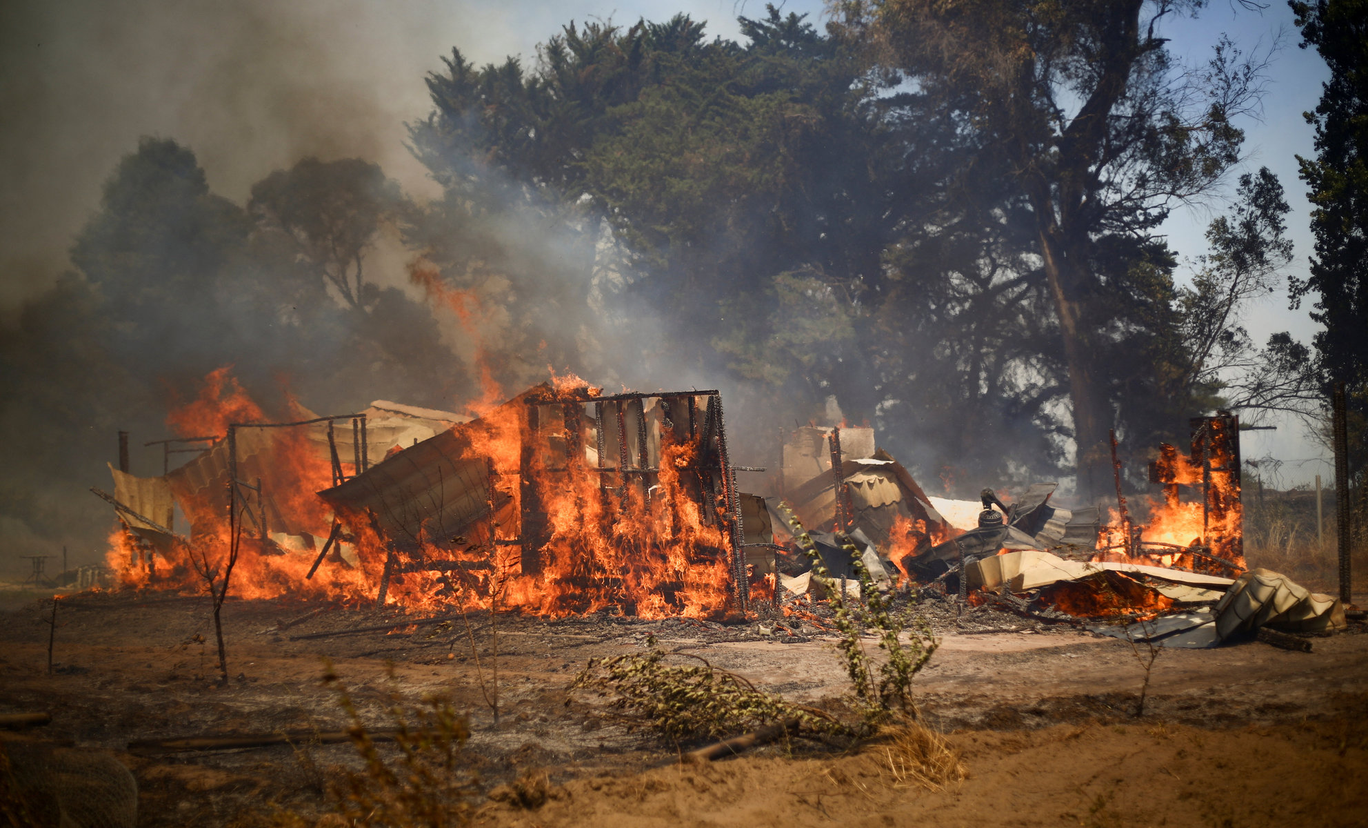 Wildfire burns parts of rural areas in Quillon, Chile