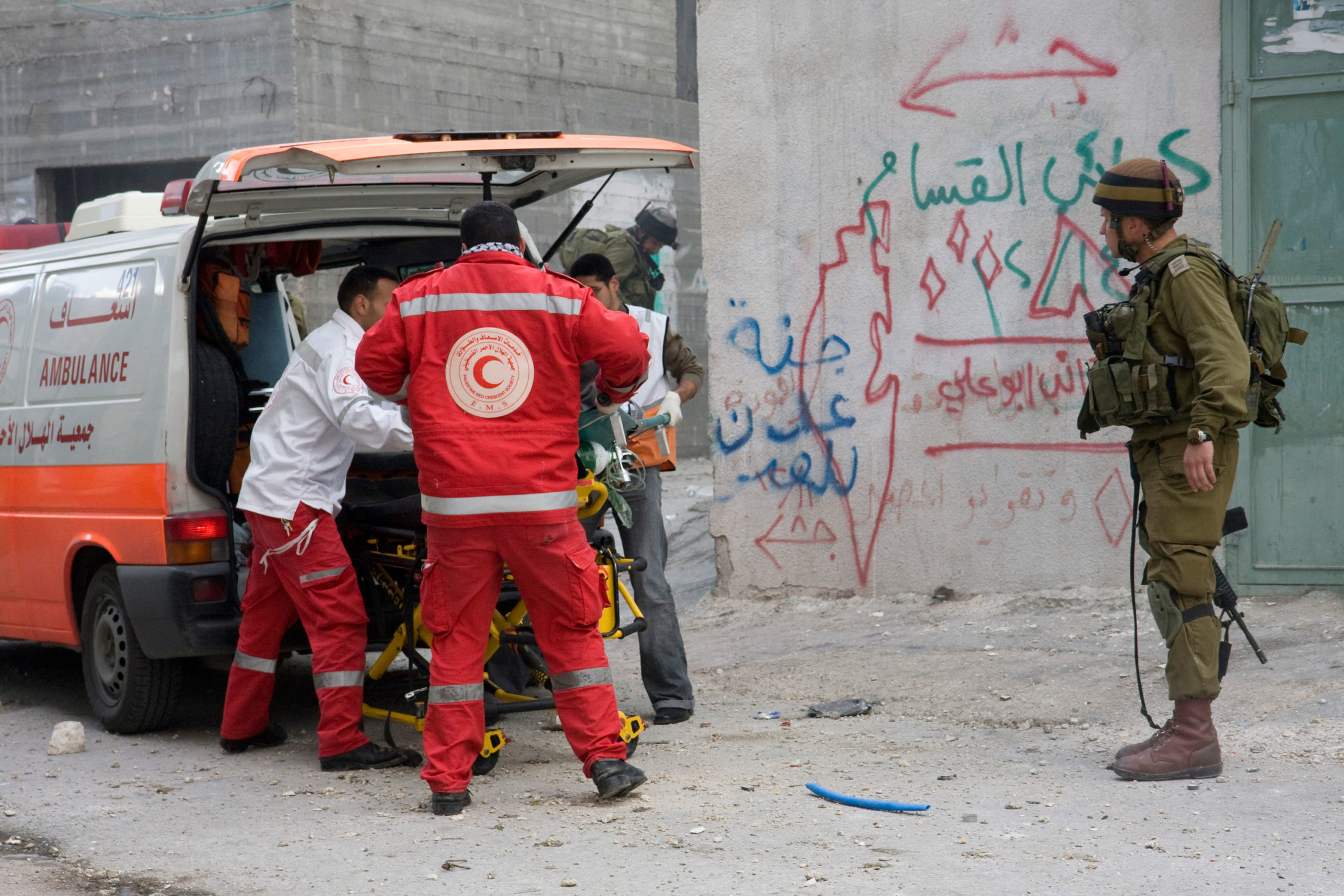 Clashes following protest against the Israeli military operation in  Gaza, Bethlehem, West Bank, 04/03/2008